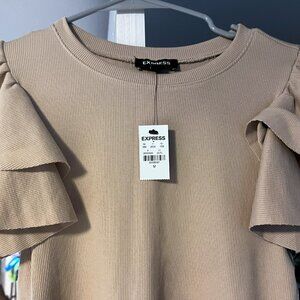 Express Ribbed Bodysuit with Ruffle Sleeves